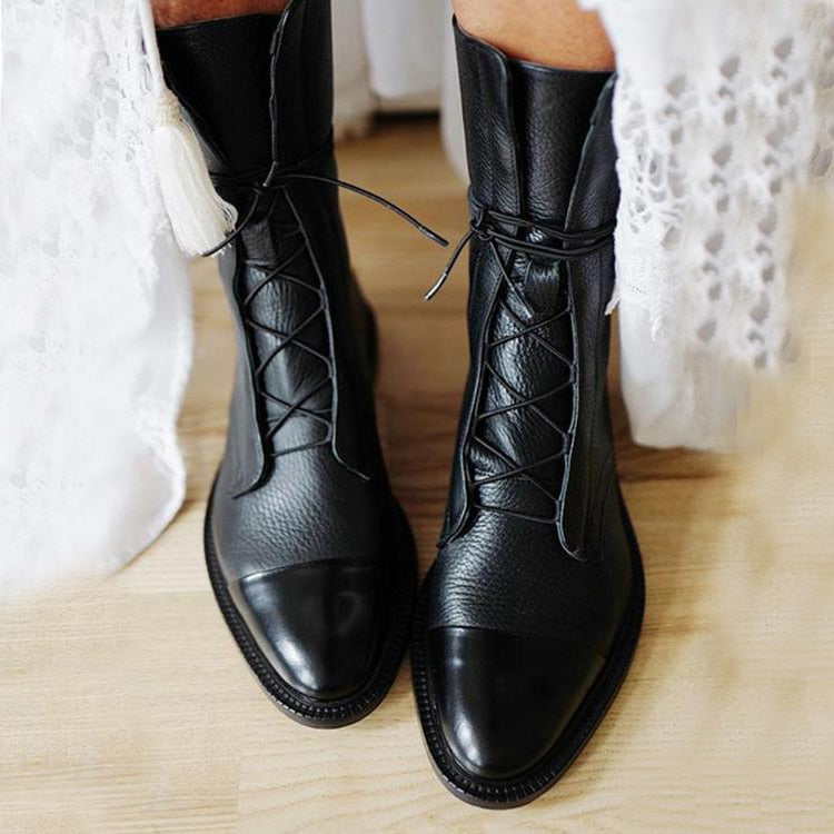 Mireille - Women's British Style Patent Leather Boots