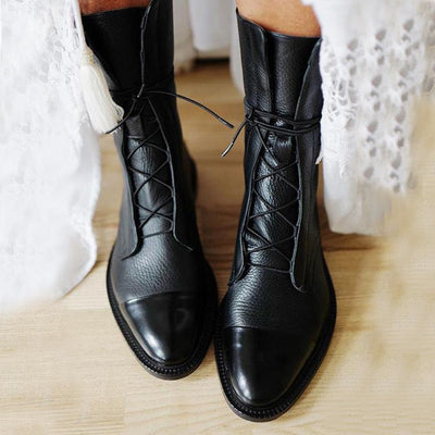 Mireille - Women's British Style Patent Leather Boots