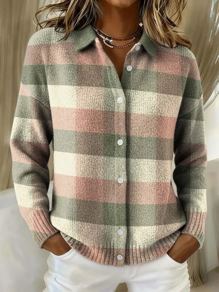 Brisella™ | Cozy Check Knit Top