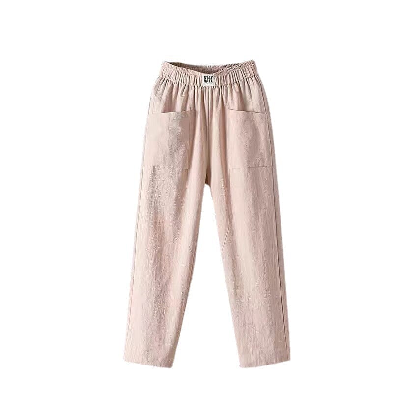 Classic Cotton Linen Pants with Elastic Waist